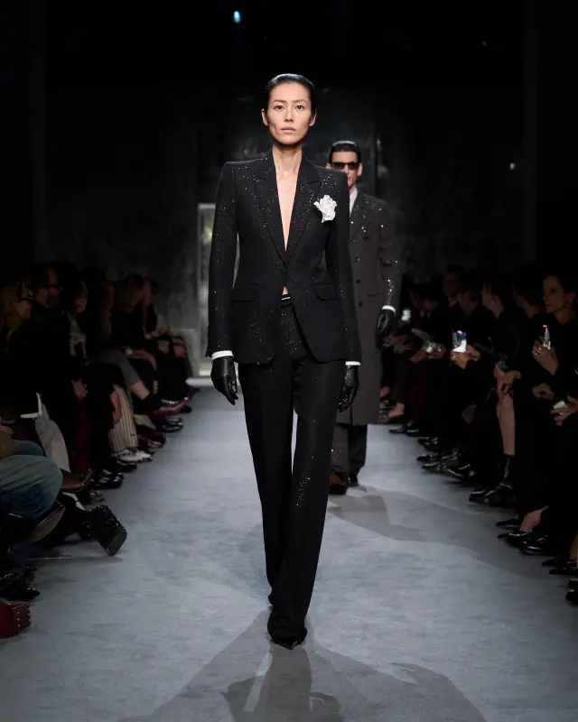 SEQUINED WOOL BLEND CREPE TAILORED STRAIGHT PANTS online